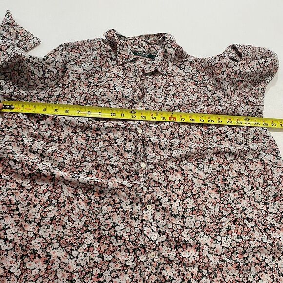 Lauren Ralph Lauren Floral Button Down Blouse 3X Women’s Pink Black White Print - Picture 4 of 7